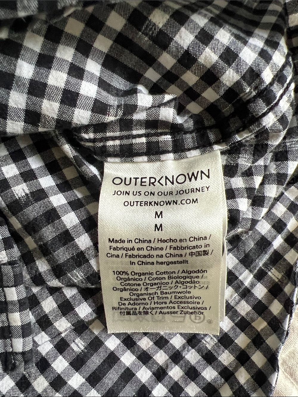 Outerknown Black & White Gingham Short-Sleeve Button-Down Shirt - Picture 5 of 6